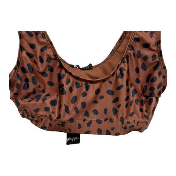 Nasty Gal Brown Animal Print Tank Bralette Bikini Top NWT Size US 8 Chic Swim - Picture 3 of 6
